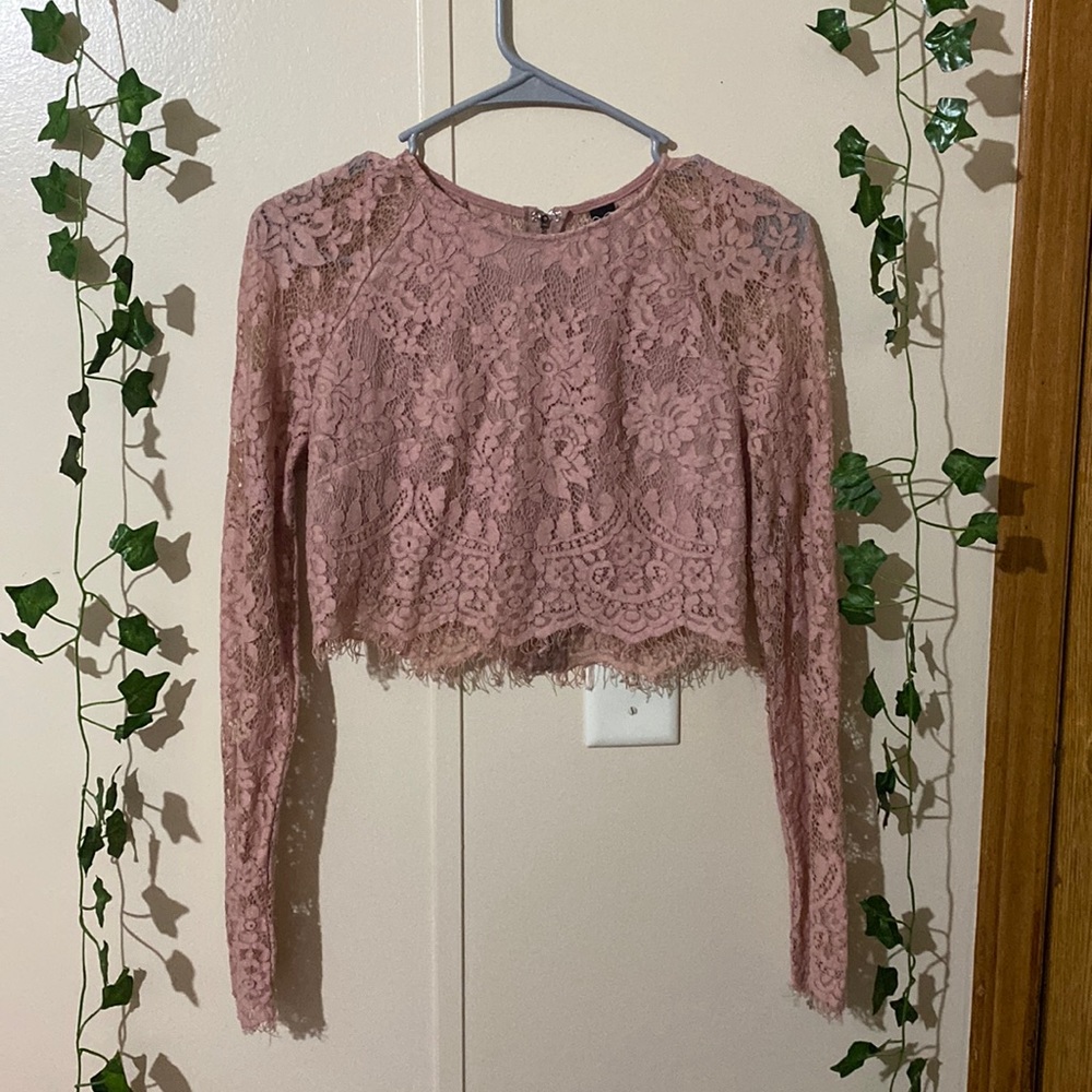 Windsor Lace zip up crop top